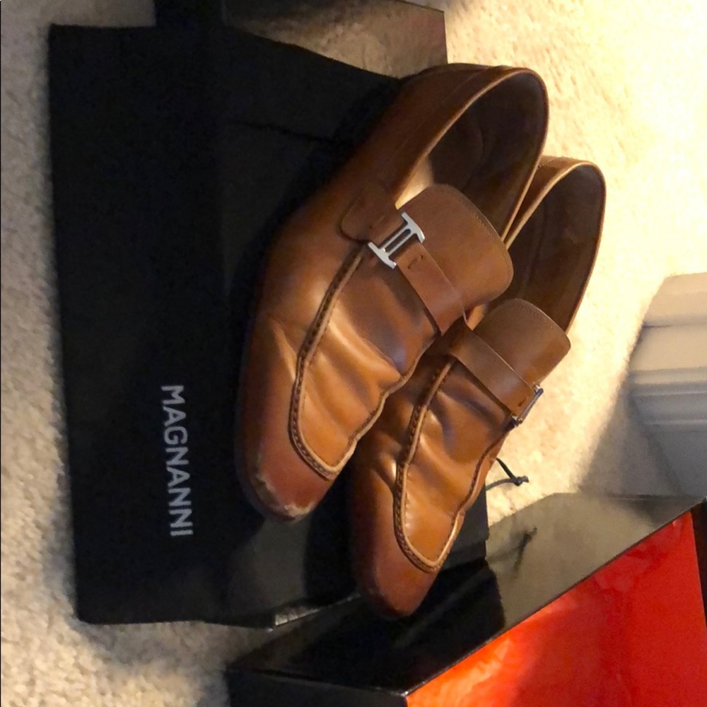 Used Magnanni Brown Loafers size 9.5